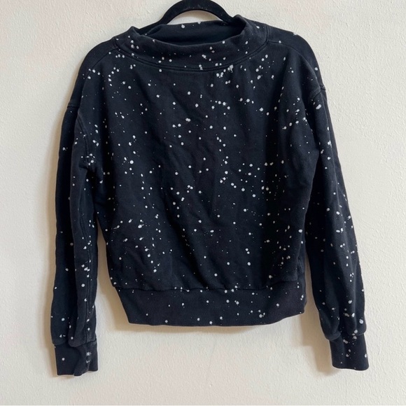 Anthro Pilcro Elayna Sweatshirt Splattered Paint Top Black White S - Picture 4 of 5
